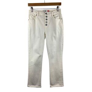 Cabi Womens Off-White Button-Fly Straight Jeans Size 4